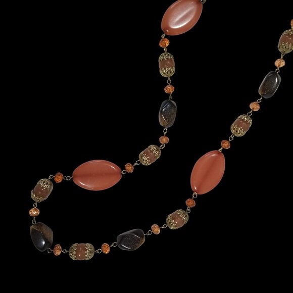 Crystal & Stone Necklaces Ropes or Chokers in Browns, Orange, and Blue - Picture 12 of 16